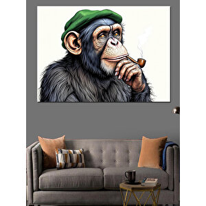 Düşünen Maymun Dekoratif Kanvas - Mdf Ahşap Tablo 50x70 cm