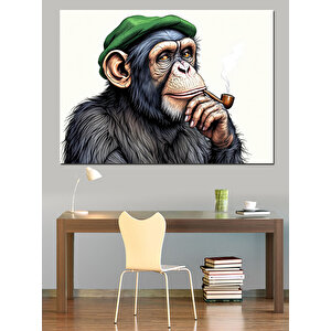 Düşünen Maymun Dekoratif Kanvas - Mdf Ahşap Tablo