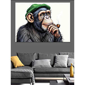 Düşünen Maymun Dekoratif Kanvas - Mdf Ahşap Tablo