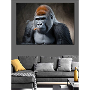 Güçlü Bakışlı Goril Dekoratif Kanvas - Mdf Ahşap Tablo 100x140 cm