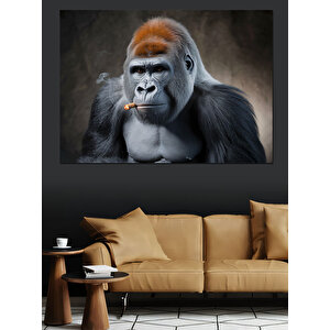 Güçlü Bakışlı Goril Dekoratif Kanvas - Mdf Ahşap Tablo 100x140 cm