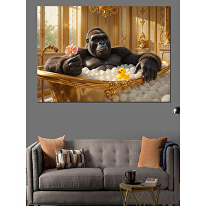 Küvette Şaşkın Goril Dekoratif Kanvas - Mdf Ahşap Tablo 50x70 cm