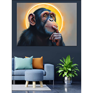 Düşünen Maymun Dekoratif Kanvas - Mdf Ahşap Tablo 25x35 cm
