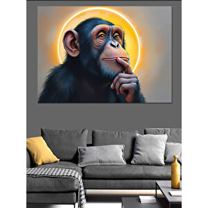 Düşünen Maymun Dekoratif Kanvas - Mdf Ahşap Tablo