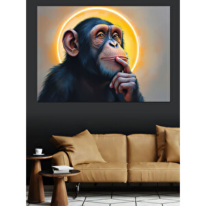 Düşünen Maymun Dekoratif Kanvas - Mdf Ahşap Tablo