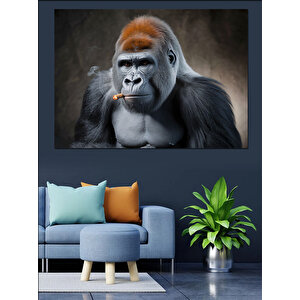 Güçlü Bakışlı Goril Dekoratif Kanvas - Mdf Ahşap Tablo 50x70 cm