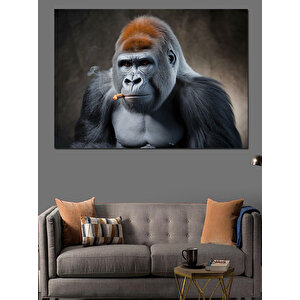 Güçlü Bakışlı Goril Dekoratif Kanvas - Mdf Ahşap Tablo