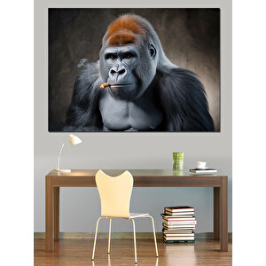 Güçlü Bakışlı Goril Dekoratif Kanvas - Mdf Ahşap Tablo