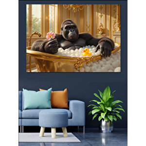 Küvette Şaşkın Goril Dekoratif Kanvas - Mdf Ahşap Tablo 25x35 cm