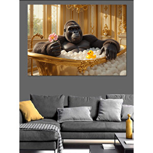 Küvette Şaşkın Goril Dekoratif Kanvas - Mdf Ahşap Tablo