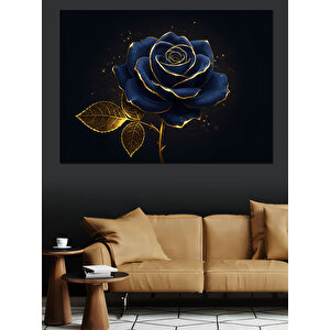 Altın Detaylı Gül Dekoratif Kanvas - Mdf Ahşap Tablo 70x100 cm