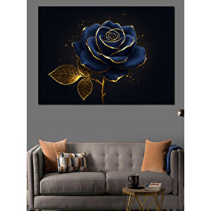 Altın Detaylı Gül Dekoratif Kanvas - Mdf Ahşap Tablo 70x100 cm