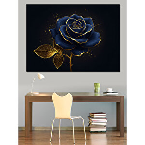 Altın Detaylı Gül Dekoratif Kanvas - Mdf Ahşap Tablo