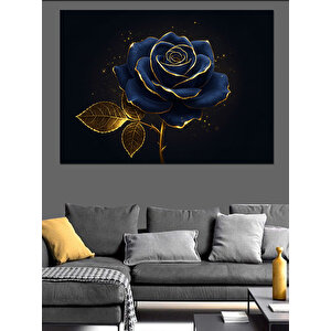 Altın Detaylı Gül Dekoratif Kanvas - Mdf Ahşap Tablo