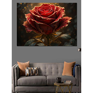 Kırmızı Gül Parıltısı Dekoratif Kanvas - Mdf Ahşap Tablo 70x100 cm