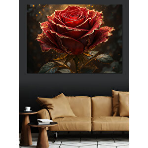 Kırmızı Gül Parıltısı Dekoratif Kanvas - Mdf Ahşap Tablo