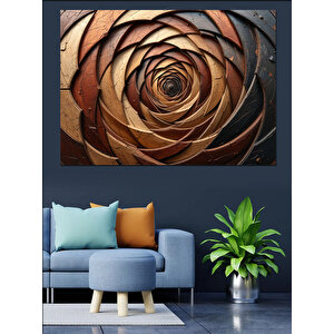 Bronz Gül Spiral Dekoratif Kanvas - Mdf Ahşap Tablo 70x100 cm