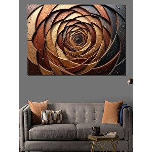 Bronz Gül Spiral Dekoratif Kanvas - Mdf Ahşap Tablo 70x100 cm