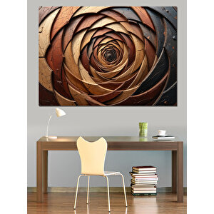Bronz Gül Spiral Dekoratif Kanvas - Mdf Ahşap Tablo 70x100 cm