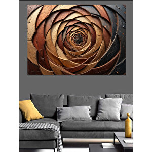 Bronz Gül Spiral Dekoratif Kanvas - Mdf Ahşap Tablo