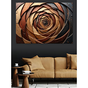 Bronz Gül Spiral Dekoratif Kanvas - Mdf Ahşap Tablo