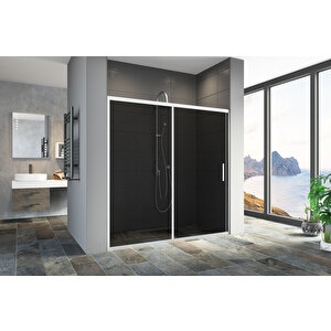 Entre Temperli 6 Mm Ön Cephe Cam Duşakabin Krom Profil Füme Cam 132 cm