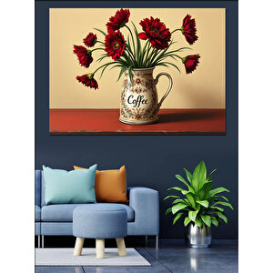 Vazoda Kırmızı Güller Dekoratif Kanvas - Mdf Ahşap Tablo 25x35 cm