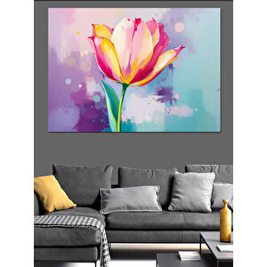 Sulu Boya Lale Dekoratif Kanvas - Mdf Ahşap Tablo 100x140 cm