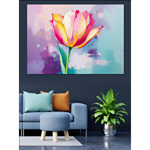 Sulu Boya Lale Dekoratif Kanvas - Mdf Ahşap Tablo 100x140 cm