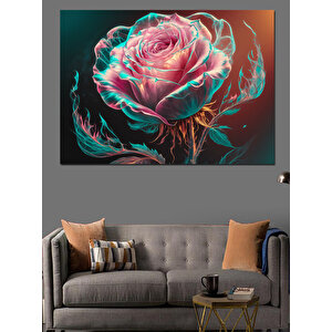 Gül Şeklinde Duman Dekoratif Kanvas - Mdf Ahşap Tablo 35x50 cm