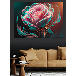 Gül Şeklinde Duman Dekoratif Kanvas - Mdf Ahşap Tablo