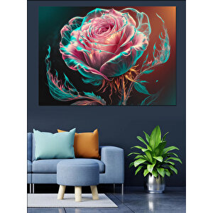 Gül Şeklinde Duman Dekoratif Kanvas - Mdf Ahşap Tablo