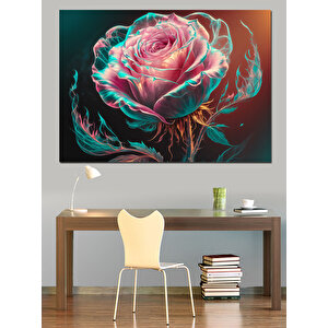 Gül Şeklinde Duman Dekoratif Kanvas - Mdf Ahşap Tablo 50x70 cm