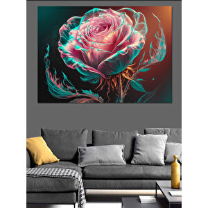 Gül Şeklinde Duman Dekoratif Kanvas - Mdf Ahşap Tablo 50x70 cm