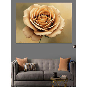 Altın Gül Çizimi Dekoratif Kanvas - Mdf Ahşap Tablo