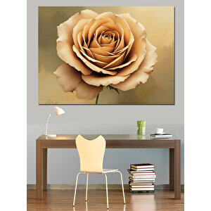 Altın Gül Çizimi Dekoratif Kanvas - Mdf Ahşap Tablo