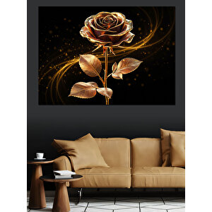 Altın Gül Kompozisyonu Dekoratif Kanvas - Mdf Ahşap Tablo 50x70 cm