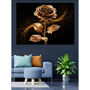 Altın Gül Kompozisyonu Dekoratif Kanvas - Mdf Ahşap Tablo 50x70 cm