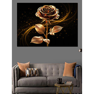 Altın Gül Kompozisyonu Dekoratif Kanvas - Mdf Ahşap Tablo 50x70 cm