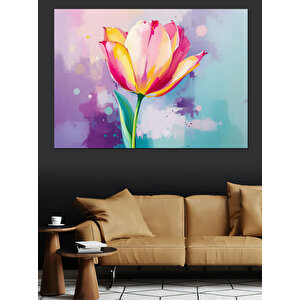 Sulu Boya Lale Dekoratif Kanvas - Mdf Ahşap Tablo 70x100 cm
