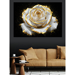 Parlayan Beyaz Gül Dekoratif Kanvas - Mdf Ahşap Tablo