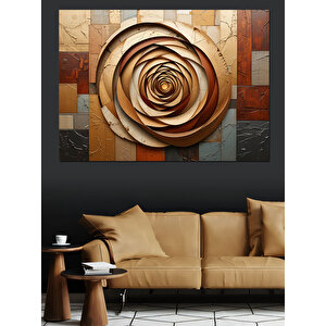 Seramik Gül Rölyef Dekoratif Kanvas - Mdf Ahşap Tablo 70x100 cm