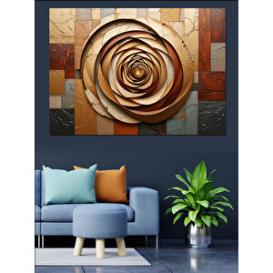 Seramik Gül Rölyef Dekoratif Kanvas - Mdf Ahşap Tablo 70x100 cm