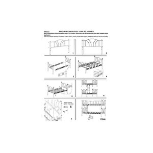 Reyo Zambak Yavrulu Genç Çocuk Odası Metal Siyah Ranza 90x200