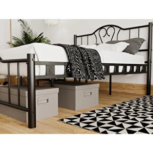 Reyo Orkide Çift Kişilik Ferforje  Siyah Metal Karyola 160x200