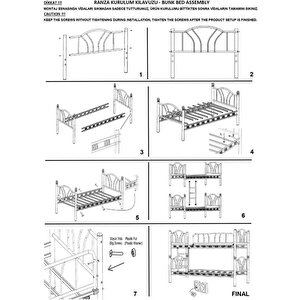Reyo Zambak Genç Çocuk Yatak Odası Metal Siyah Ranza 90x200
