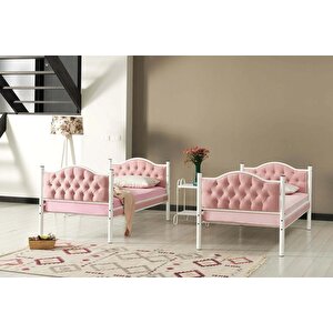 Reyo Melis Çift Katlı Metal Pembe Ranza Ve Karyola 90x200