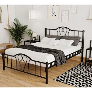 Orkide Çift Kişilik Ferforje   Siyah Metal Karyola 180x200