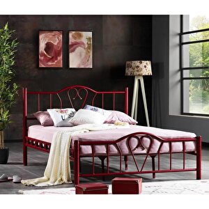 Orkide Çift Kişilik Ferforje  Bordo Metal Karyola 160x200