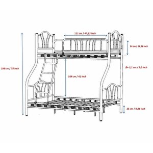 Reyo İmaj 3 Kişilik Ebeveyn 3'lü Metal Ranza Siyah   90x190 / 140x190